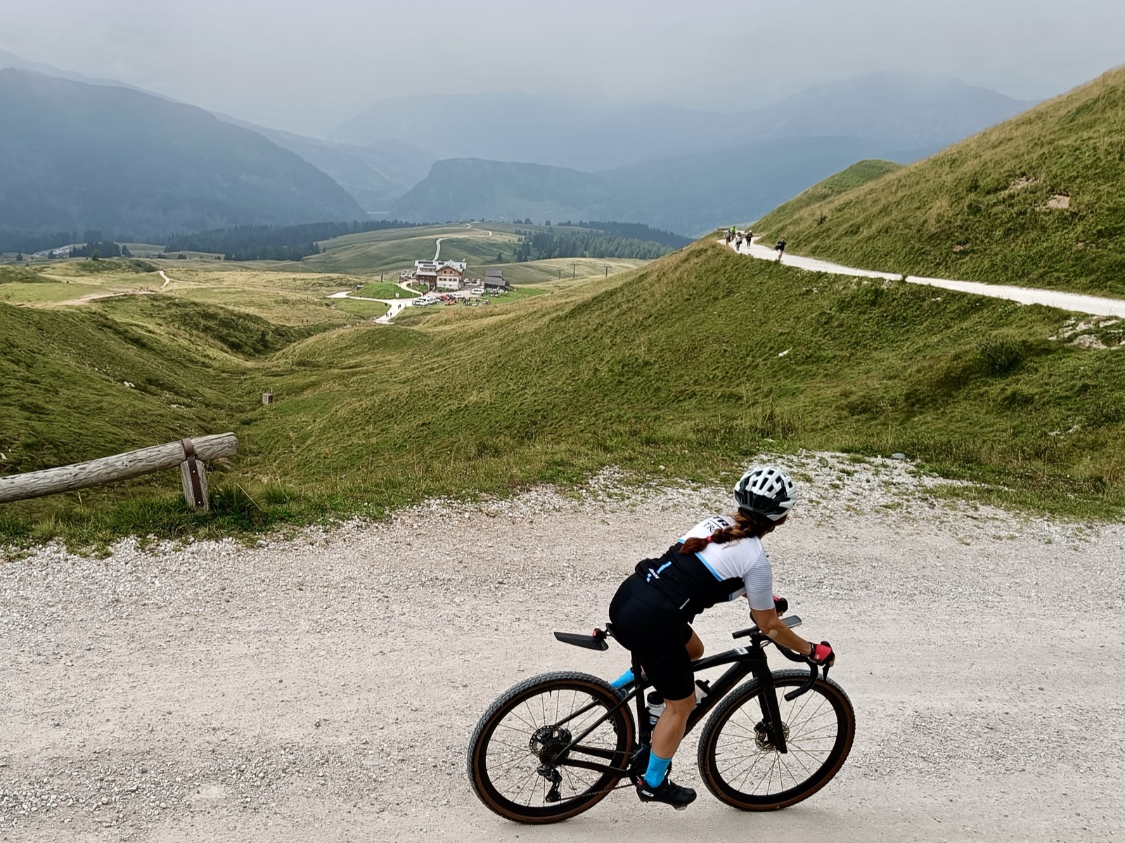 Maria gravel biking in the Dolomites, Italy