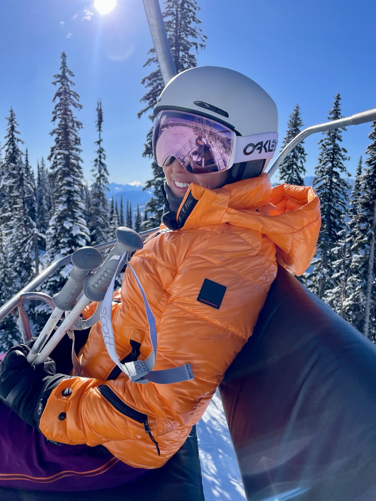 Maria skiing in the mountains